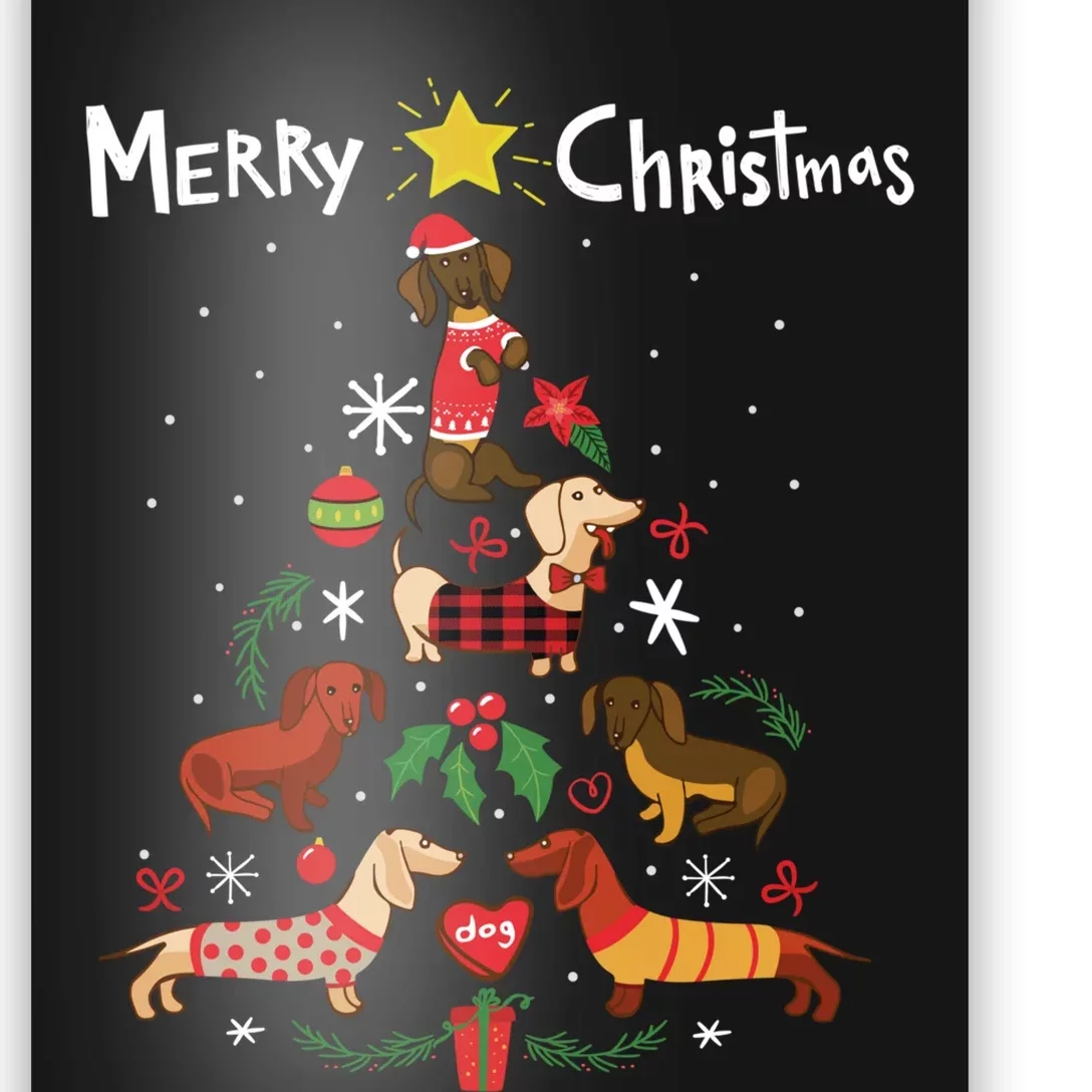 Funny Dachshund Christmas Tree Ornament Gift Sweatshirt Poster