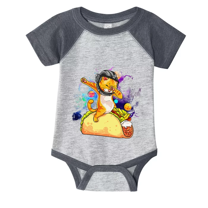 Funny Dabbing Cat Astronaut In Space Riding Taco Infant Baby Jersey Bodysuit