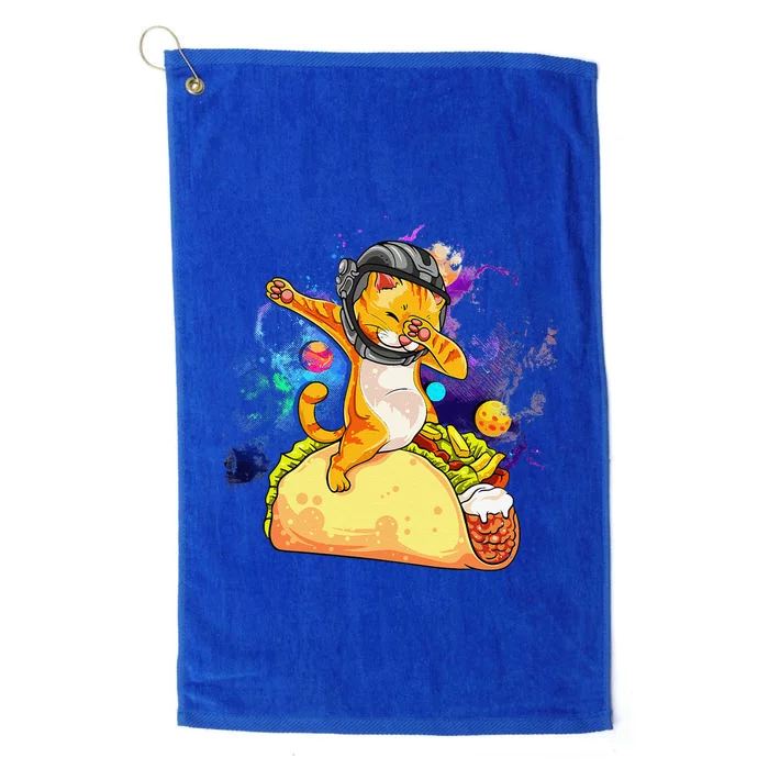 Funny Dabbing Cat Astronaut In Space Riding Taco Platinum Collection Golf Towel