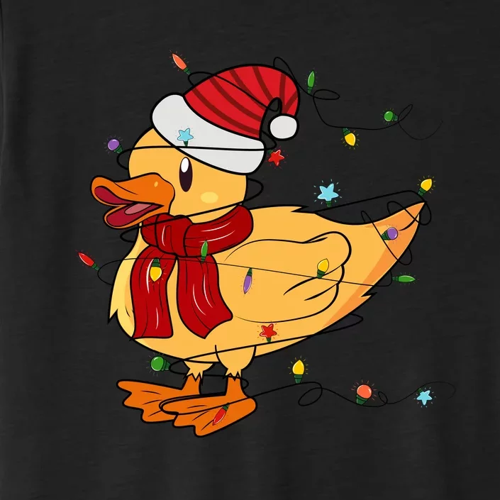 Funny Duck Christmas Lights Gift Santa Hat Xmas Holiday Gift ChromaSoft Performance T-Shirt