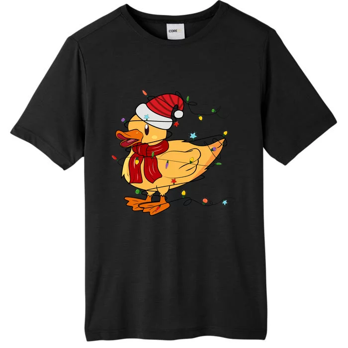 Funny Duck Christmas Lights Gift Santa Hat Xmas Holiday Gift ChromaSoft Performance T-Shirt