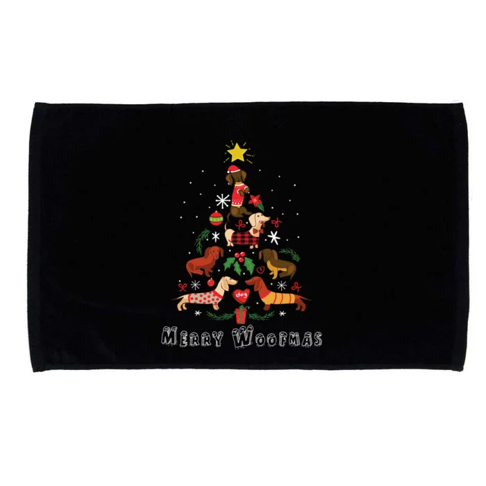 Funny Dachshund Christmas Tree For Lovers Microfiber Hand Towel