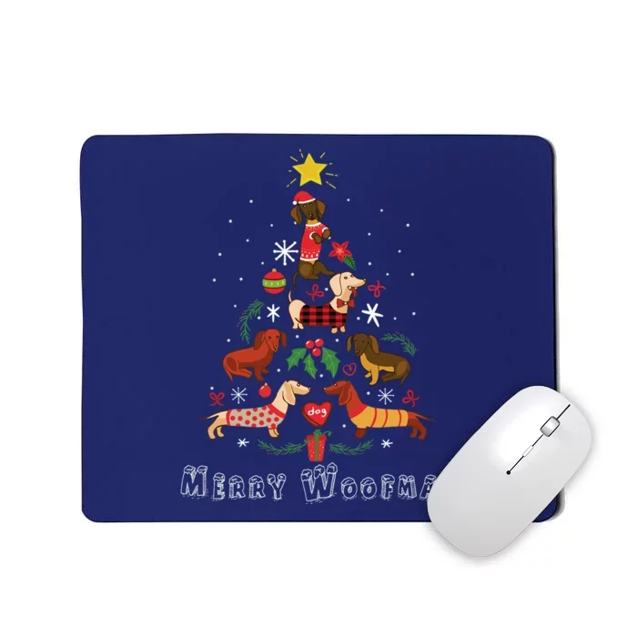 Funny Dachshund Christmas Tree For Lovers Mousepad