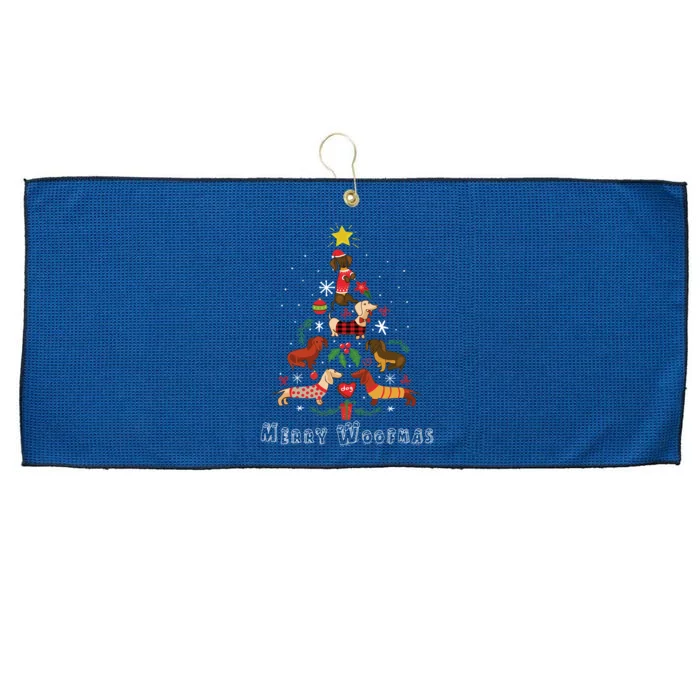 Funny Dachshund Christmas Tree For Lovers Large Microfiber Waffle Golf Towel