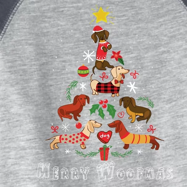 Funny Dachshund Christmas Tree For Lovers Toddler Fine Jersey T-Shirt