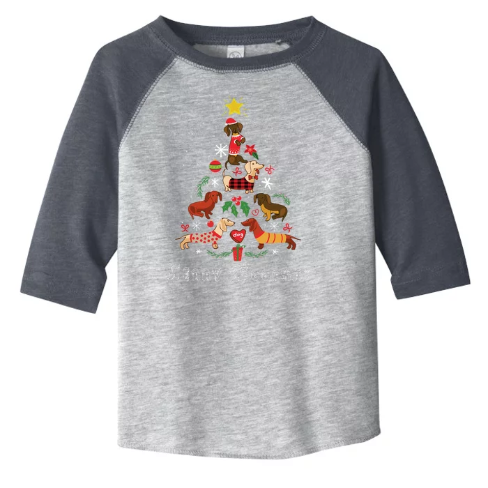 Funny Dachshund Christmas Tree For Lovers Toddler Fine Jersey T-Shirt