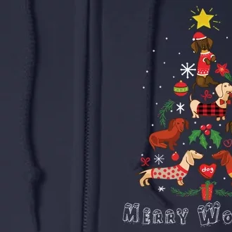 Funny Dachshund Christmas Tree For Lovers Full Zip Hoodie