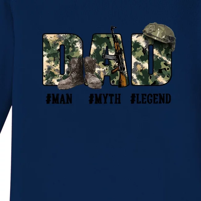 Father's Day Camo Dad Man Myth Legend Matchhing Family Gift Baby Long Sleeve Bodysuit