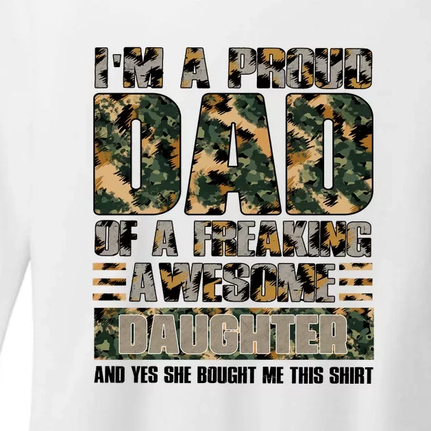 Father's Day Camo I'm A Proud Dad Of A Freaking Awesome Daughter Veteran Womens CVC Long Sleeve Shirt