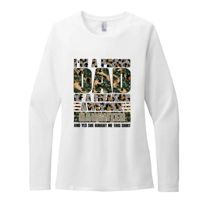 Father's Day Camo I'm A Proud Dad Of A Freaking Awesome Daughter Veteran Womens CVC Long Sleeve Shirt