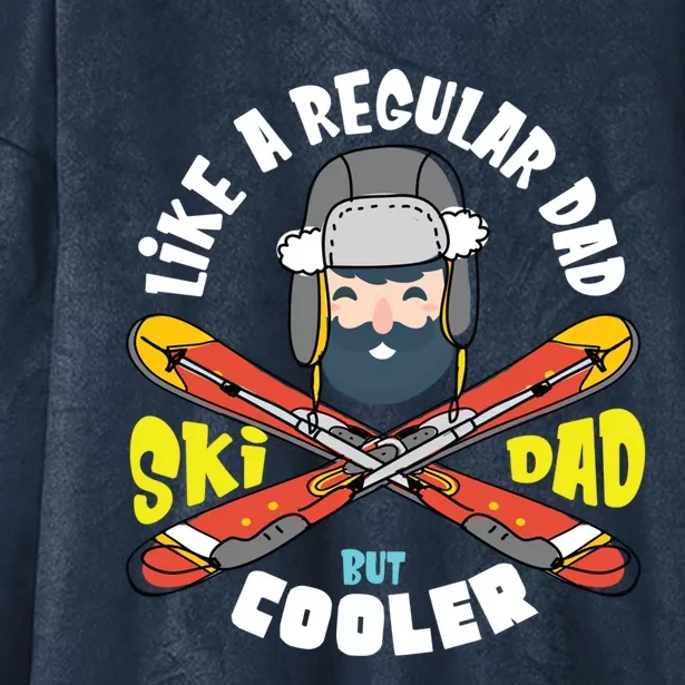 Fathers Day Cool Funny Daddy Gift Ski Dad Skiing Sport Cute Gift Hooded Wearable Blanket