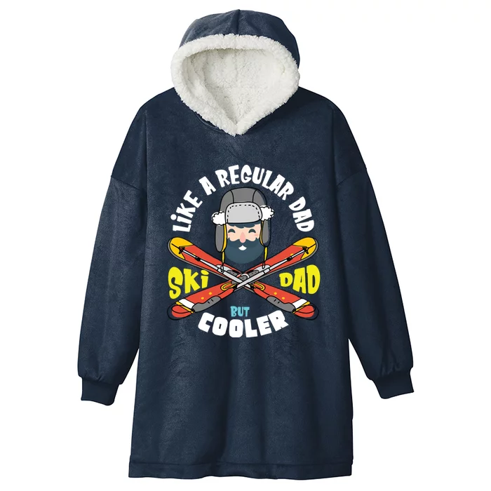 Fathers Day Cool Funny Daddy Gift Ski Dad Skiing Sport Cute Gift Hooded Wearable Blanket