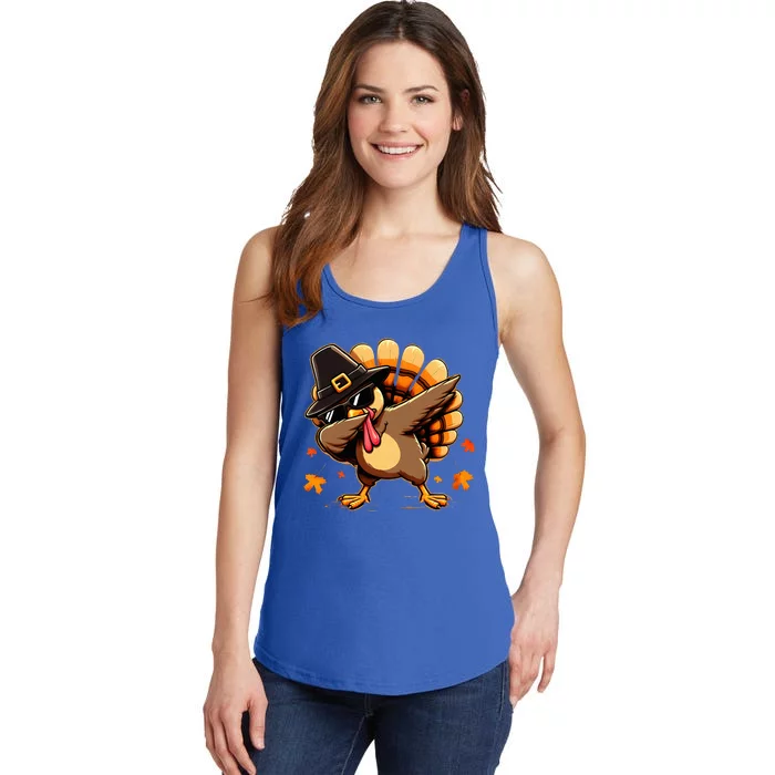 Funny Dab Dabbing Turkey Thanksgiving Day Pilgrim Ladies Essential Tank