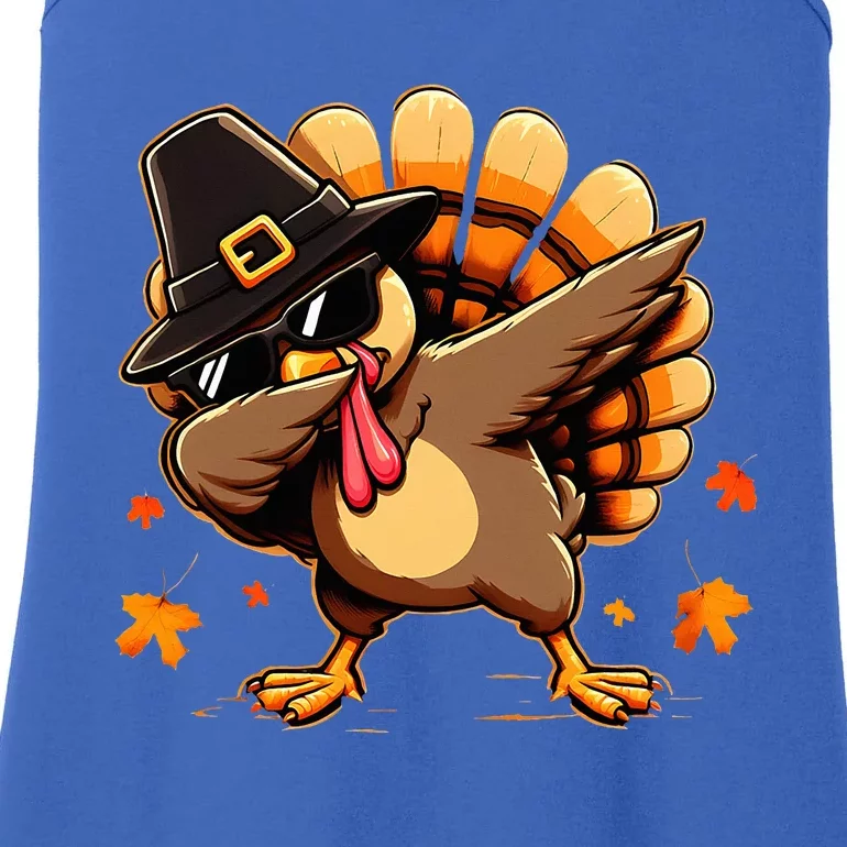 Funny Dab Dabbing Turkey Thanksgiving Day Pilgrim Ladies Essential Tank