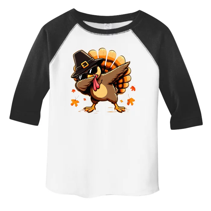 Funny Dab Dabbing Turkey Thanksgiving Day Pilgrim Toddler Fine Jersey T-Shirt