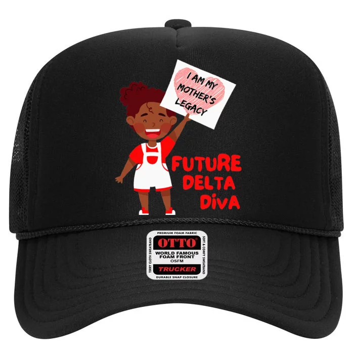 Future Delta Diva Black Sorority 1913 High Crown Mesh Trucker Hat