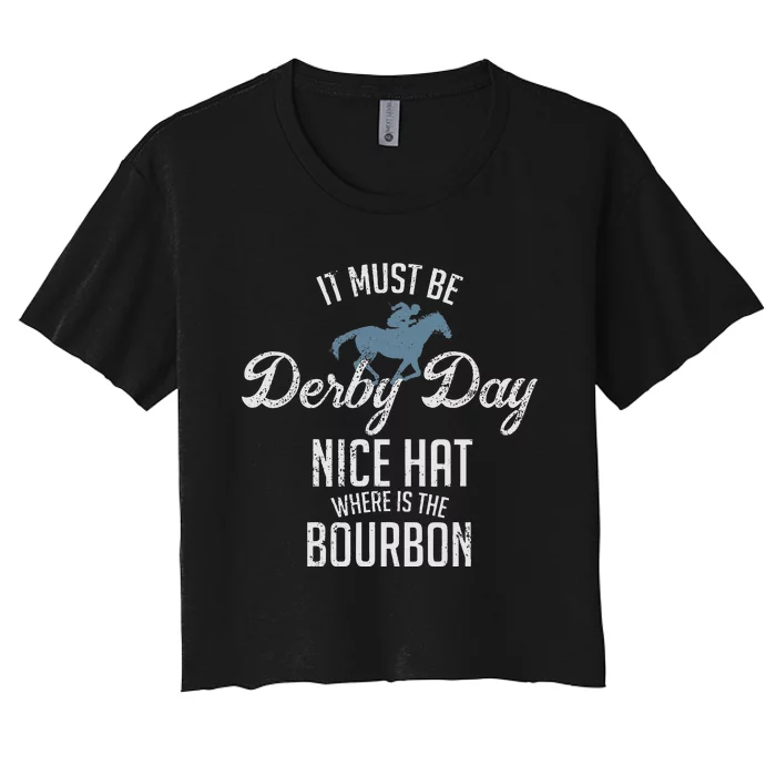 Funny Derby Day And Mint Juleps Kentucky Horse Racing Women's Crop Top Tee