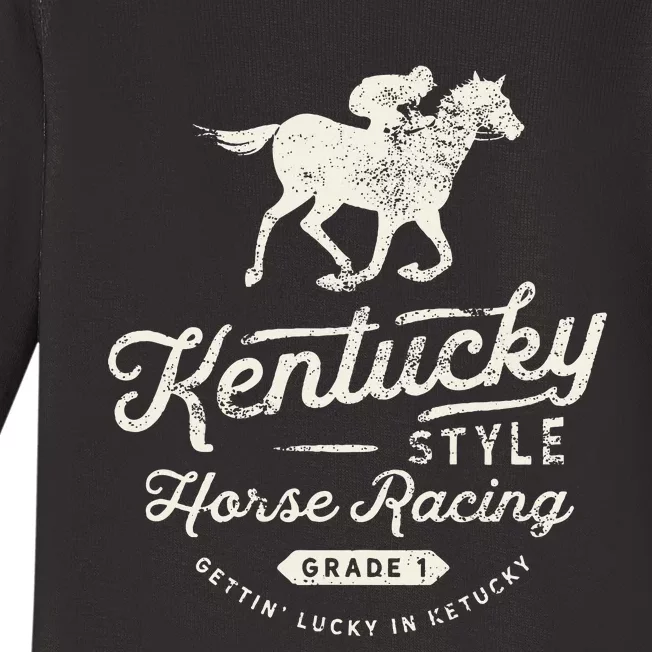 Funny Derby Day Kentucky Style Horse Racing Baby Long Sleeve Bodysuit