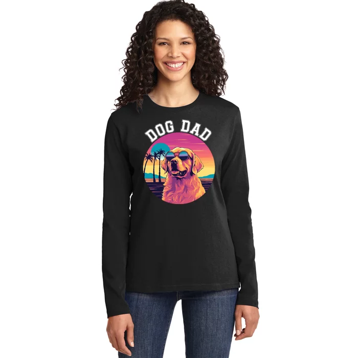 Funny Dog Dad Cute Dog Lovers Cool Dog Best Dog Dad Ever Ladies Long Sleeve Shirt