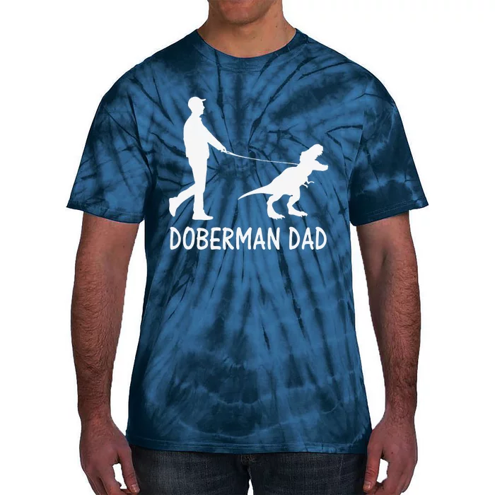 Funny Doberman Dad Dobe Dinosaur Dobie Dog Owner Funny Fathers Day Tie-Dye T-Shirt