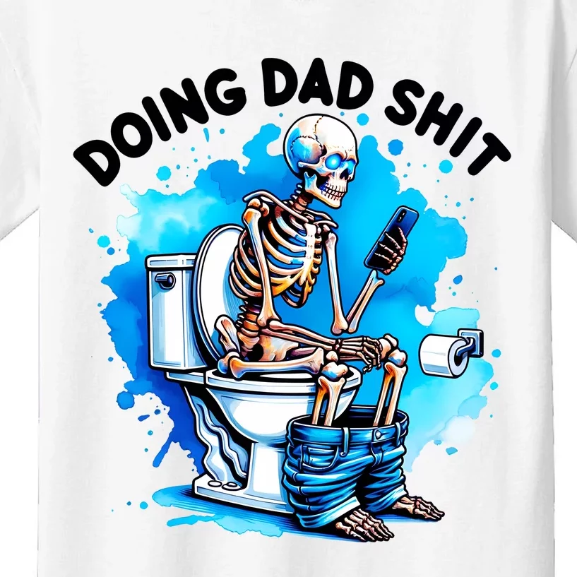 Funny Doing Dad Shit Skeleton Kids T-Shirt