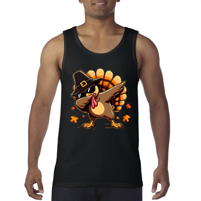 Funny Dab Dabbing Turkey Thanksgiving Day Pilgrim Tank Top