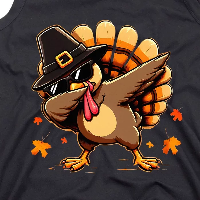 Funny Dab Dabbing Turkey Thanksgiving Day Pilgrim Tank Top