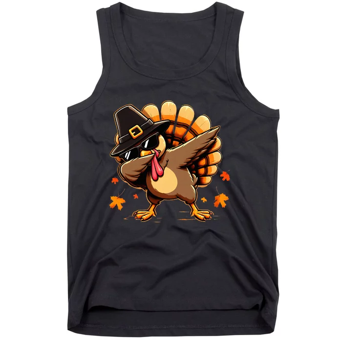 Funny Dab Dabbing Turkey Thanksgiving Day Pilgrim Tank Top