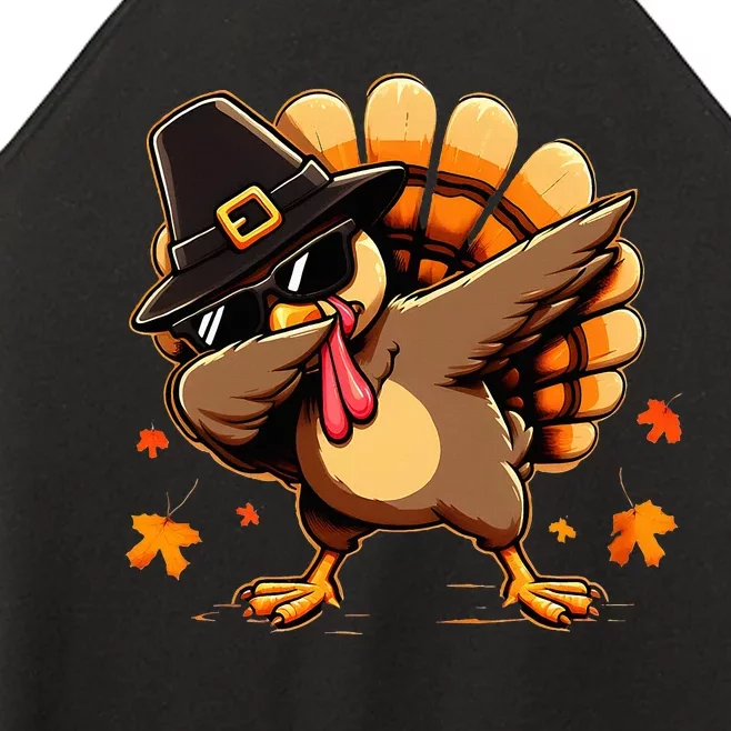 Funny Dab Dabbing Turkey Thanksgiving Day Pilgrim Women’s Perfect Tri Rocker Tank