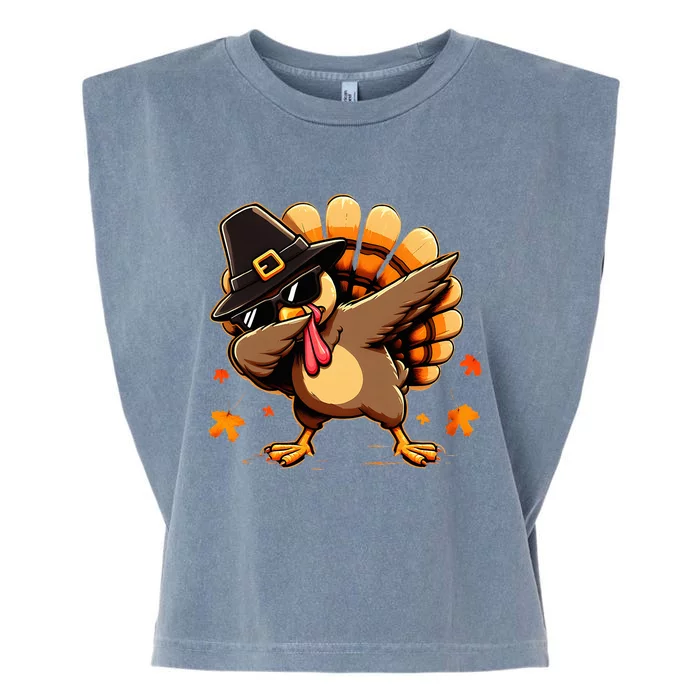 Funny Dab Dabbing Turkey Thanksgiving Day Pilgrim Garment-Dyed Women's Muscle Tee