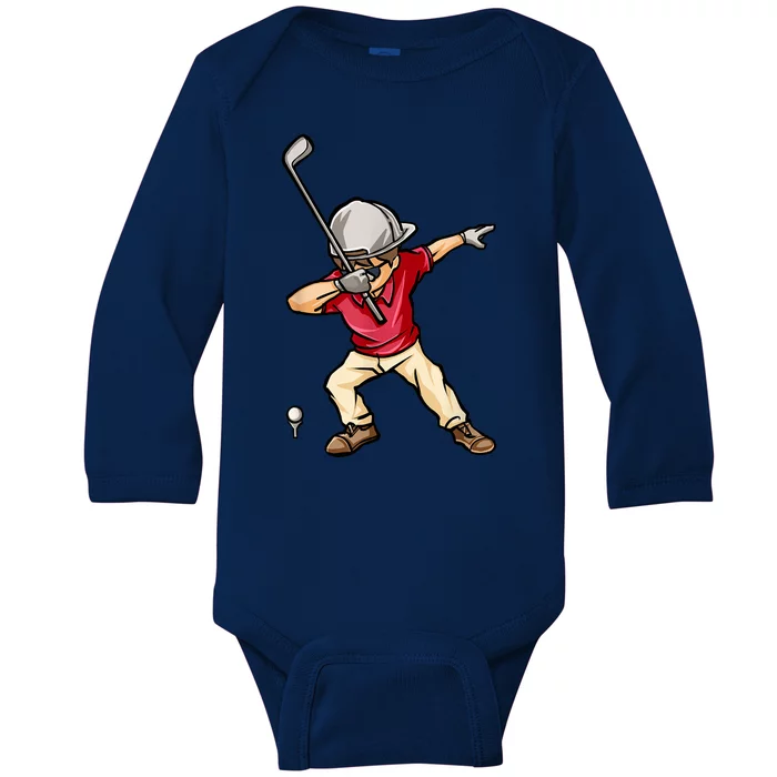 Funny Dab Dance Dabbing Golf Player Golfer Golfing Gift Baby Long Sleeve Bodysuit