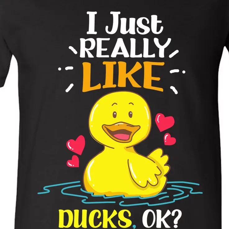 Funny Duck Ducks Rubber Gift V-Neck T-Shirt