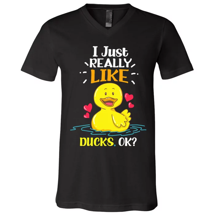 Funny Duck Ducks Rubber Gift V-Neck T-Shirt