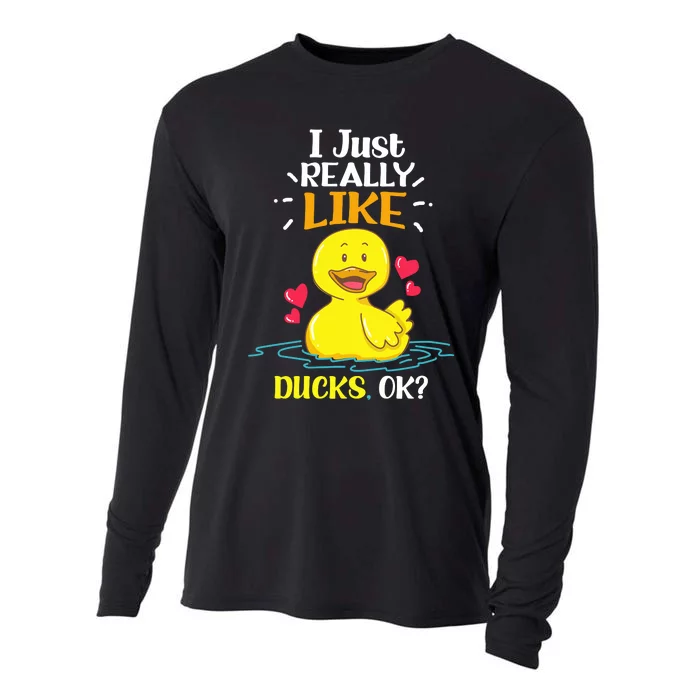 Funny Duck Ducks Rubber Gift Cooling Performance Long Sleeve Crew