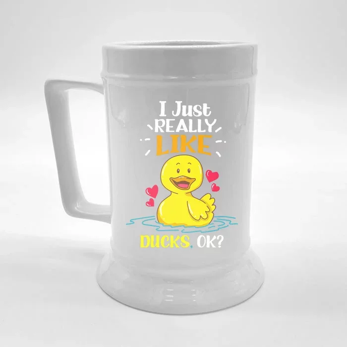 Funny Duck Ducks Rubber Gift Front & Back Beer Stein