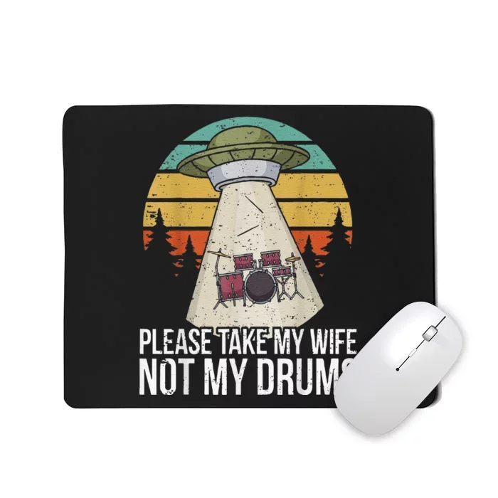 Funny Drummer Drumming Drum Kit Percussion I Wife Ufo Aliens Mousepad