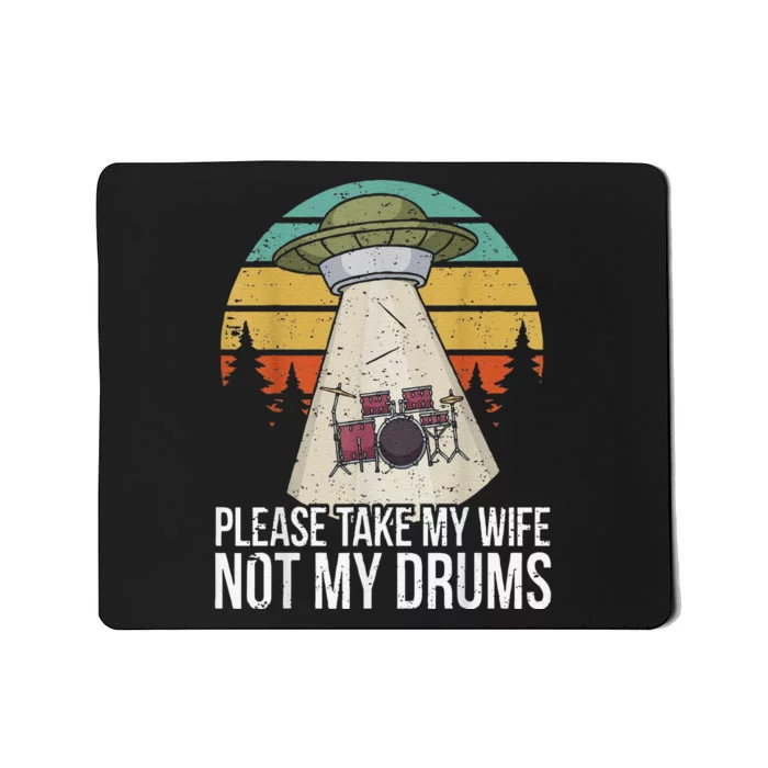 Funny Drummer Drumming Drum Kit Percussion I Wife Ufo Aliens Mousepad