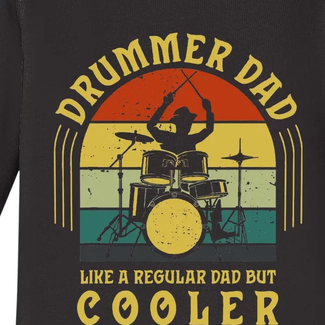 Funny Drummer Dad Art For Drumming Daddy Drum Players Baby Long Sleeve Bodysuit