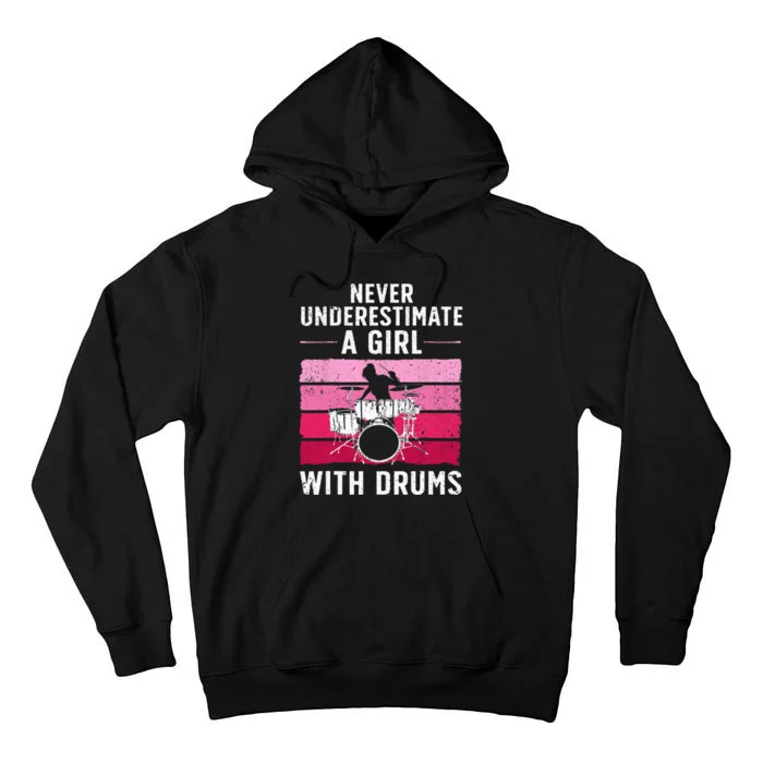 Funny Drummer Design For Women Girls Kids Drums Player Lover Tall Hoodie