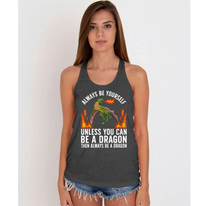 Funny Dragon Design For Fantasy Dragon Lover Women's Knotted Racerback Tank