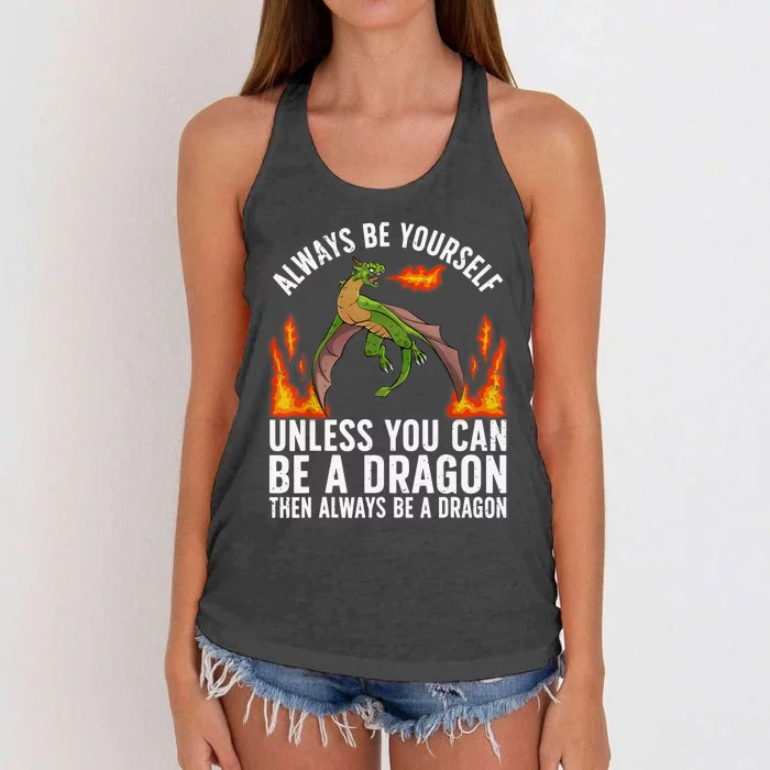 Funny Dragon Design For Fantasy Dragon Lover Women's Knotted Racerback Tank