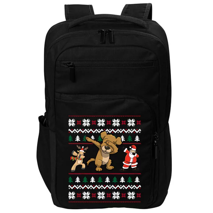 Funny Dabbing Dog Ugly Christmas Impact Tech Backpack