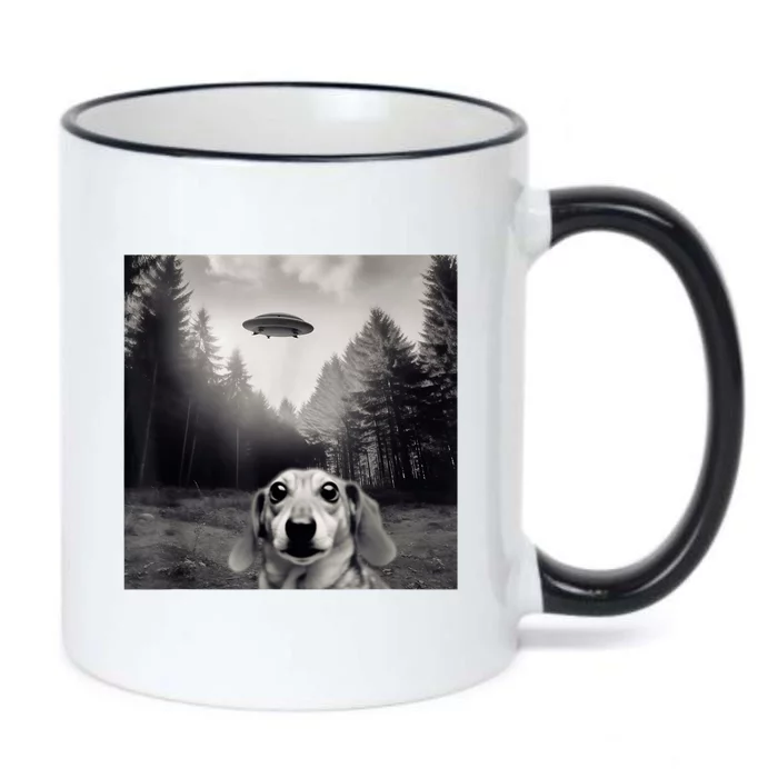 Funny Dachshund Dog Alien Ufo Gift Black Color Changing Mug