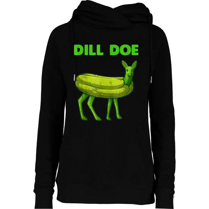 Funny Dill Doe Women Deer Green Dill Pickle Veggie Lover Womens Funnel Neck Pullover Hood