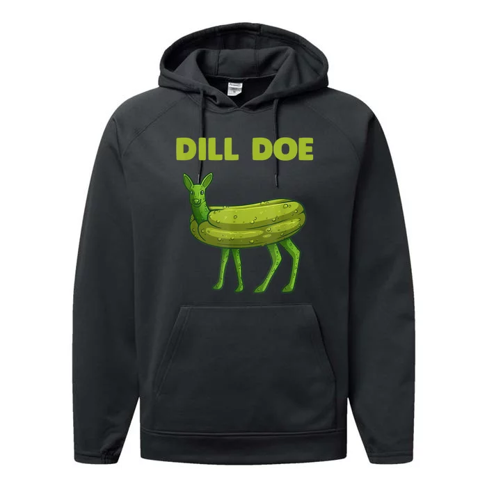 Funny Dill Doe Women Deer Green Dill Pickle Veggie Lover Performance Fleece Hoodie