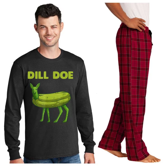 Funny Dill Doe Women Deer Green Dill Pickle Veggie Lover Long Sleeve Pajama Set