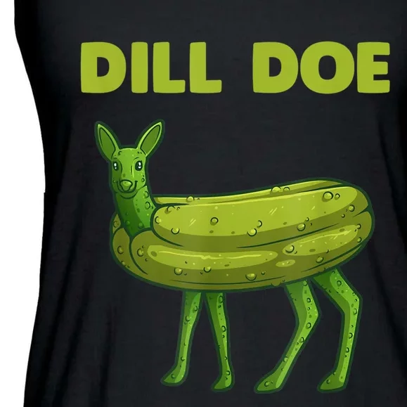 Funny Dill Doe Women Deer Green Dill Pickle Veggie Lover Ladies Essential Flowy Tank