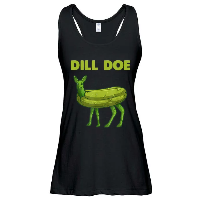 Funny Dill Doe Women Deer Green Dill Pickle Veggie Lover Ladies Essential Flowy Tank