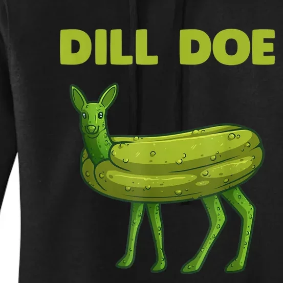 Funny Dill Doe Women Deer Green Dill Pickle Veggie Lover Women's Pullover Hoodie