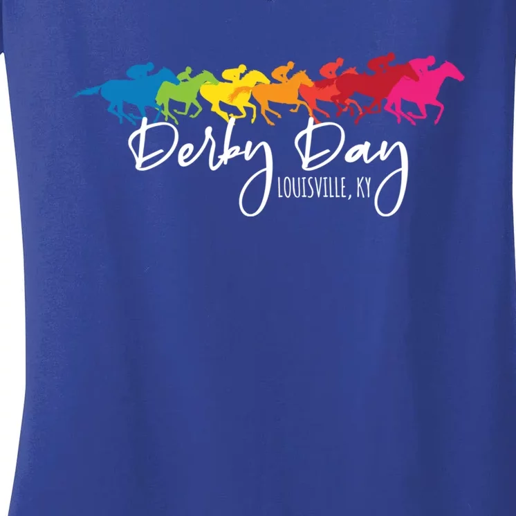 Funny Derby Day Louisville Kentucky Style Horse Racing Meaningful Gift Women's V-Neck T-Shirt